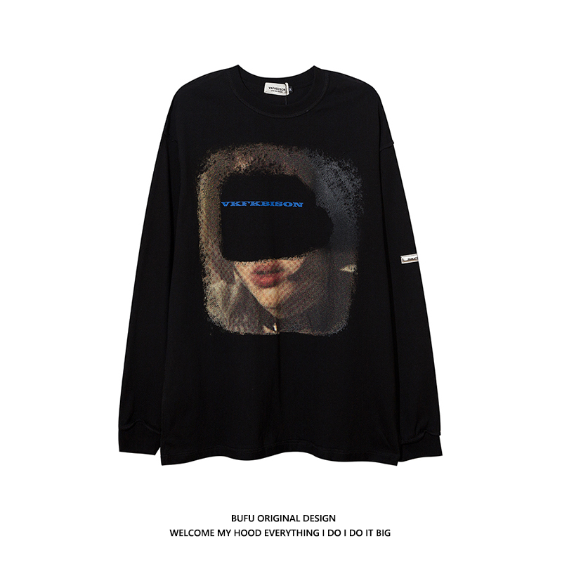 hundreds of millions Juvenile High Street Hip-hop and American trendy vibe Vibe Wind Long sleeves T-shirt Men's Chauge Lovers Clothes Oversize 