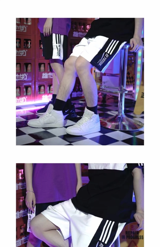 Phong cách Harajuku quần short hip hop nam lỏng lẻo thương hiệu châu Âu và năm điểm quần hiphop nam xu hướng đường phố mùa hè