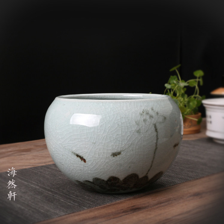 Retro Tea Handwash Painted Ceramic Cup Wash Home Dry Tea Scum Bucket Kongfu Tea With Spittoon Cup Bowl of Tea Road spare parts