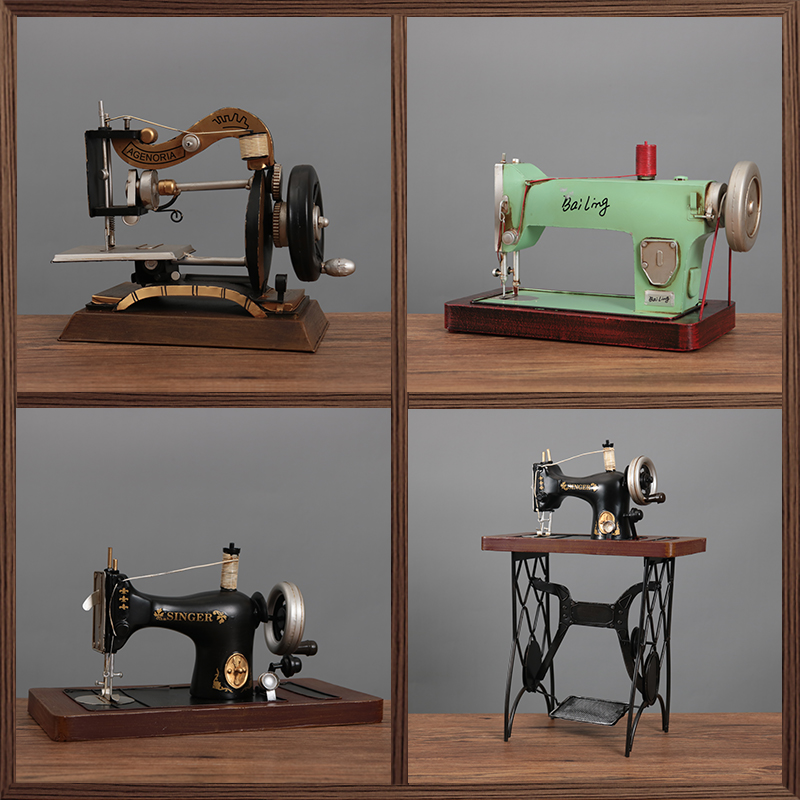 Retro Nostalgia Countryside 80s Old Fashioned Sewing Machine Model Bar Dining Room Clothing Shop Window Decorations Hem