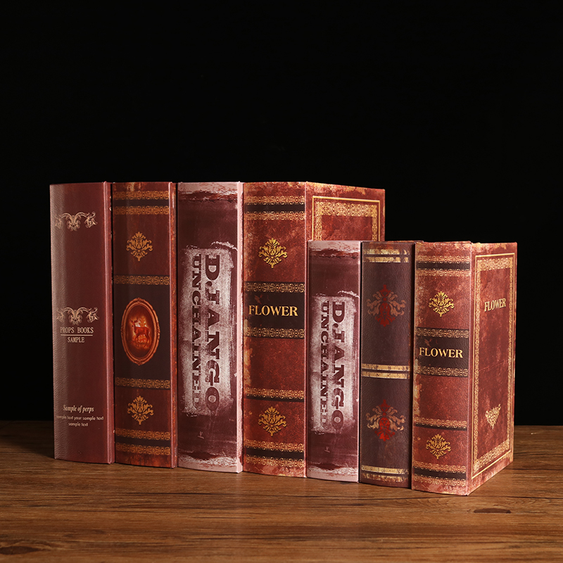 Retro Nostalgia Wood Leather Emulation Book Fake Book Bookcase Decorative Photography Props Book Containing Box Tabletop Pendulum