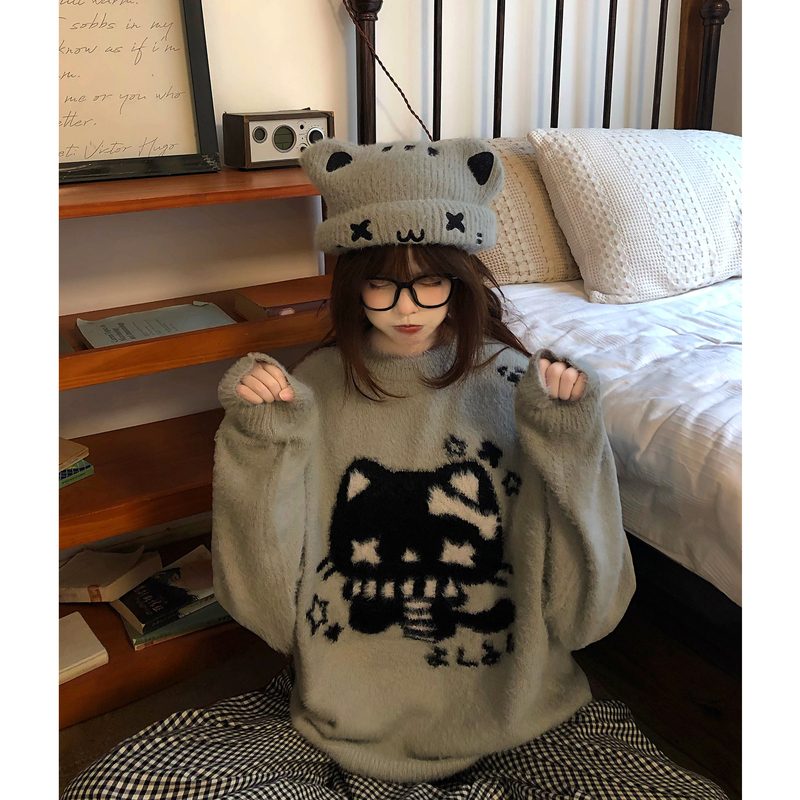 Tudou Potato Cat Cute Sweet Girl Autumn and Winter Sweater Women's Loose Lazy Relaxed Style 2026 New Knitted Top
