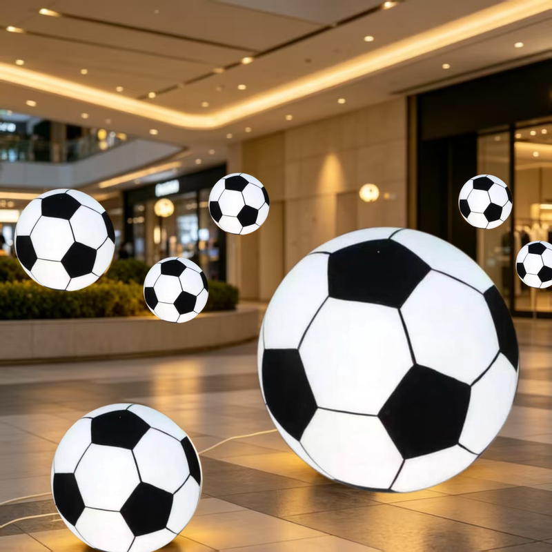 Led Luminous Football Lamp Shopping Mall Decorative Atmosphere Light Outdoor Solar Lawn Landscape Round Football Floor Lamp