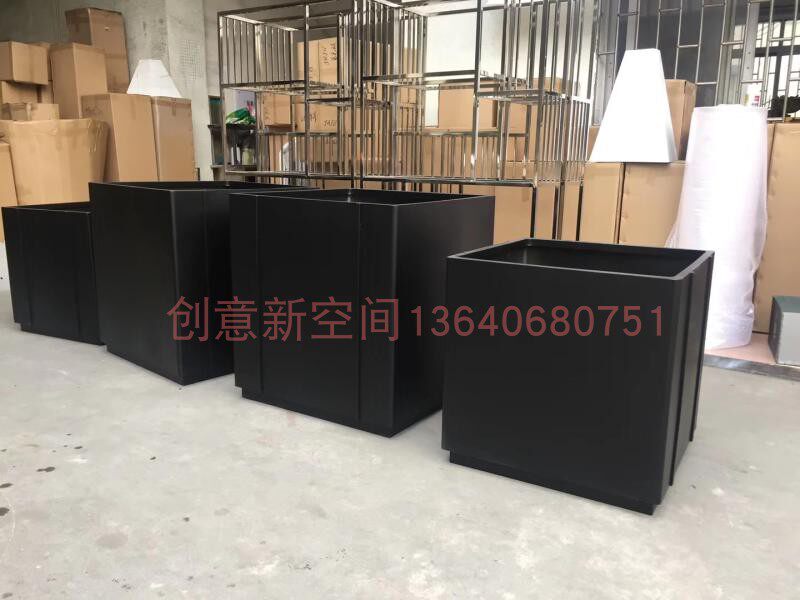 Stainless steel metal flower box flower pot combination rectangular flower trough flower bucket outdoor planting flower pond road partition flower device