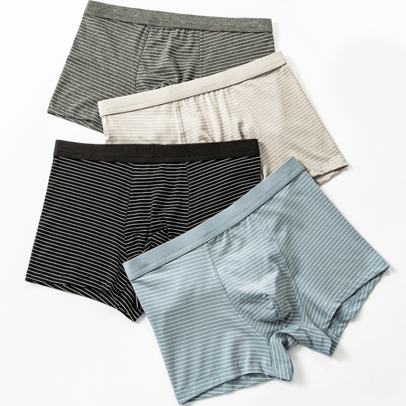 男士纯棉裆抗菌无痕冰丝平角短裤4条