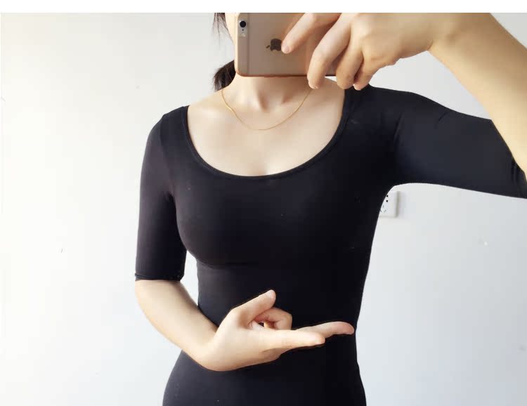 Corset mỏng mới trong tay áo phụ nữ cổ tròn lớn đồ lót Đồ lót cơ thể cánh tay nhựa ấm mùa thu quần áo shop đồ lót