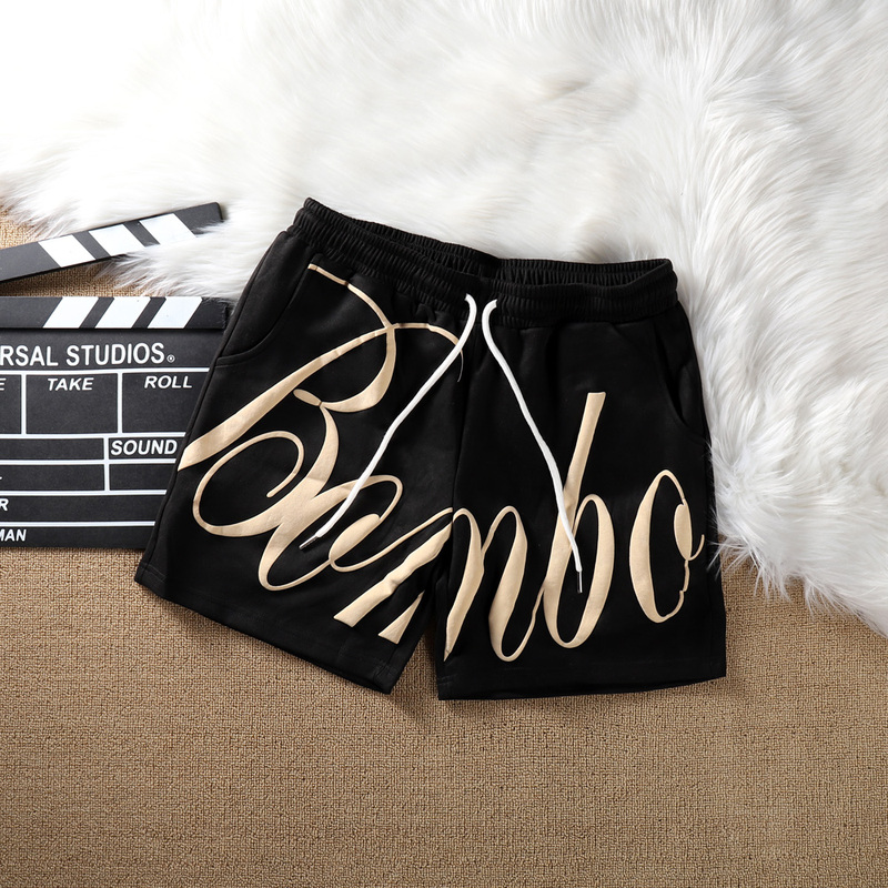 But Knee-Length Shorts Are Loose, Hip-Hop Style, with Foam Print, Trendy Brand, Suede Shorts, Casual Mid-Length Pants, Beach Pants