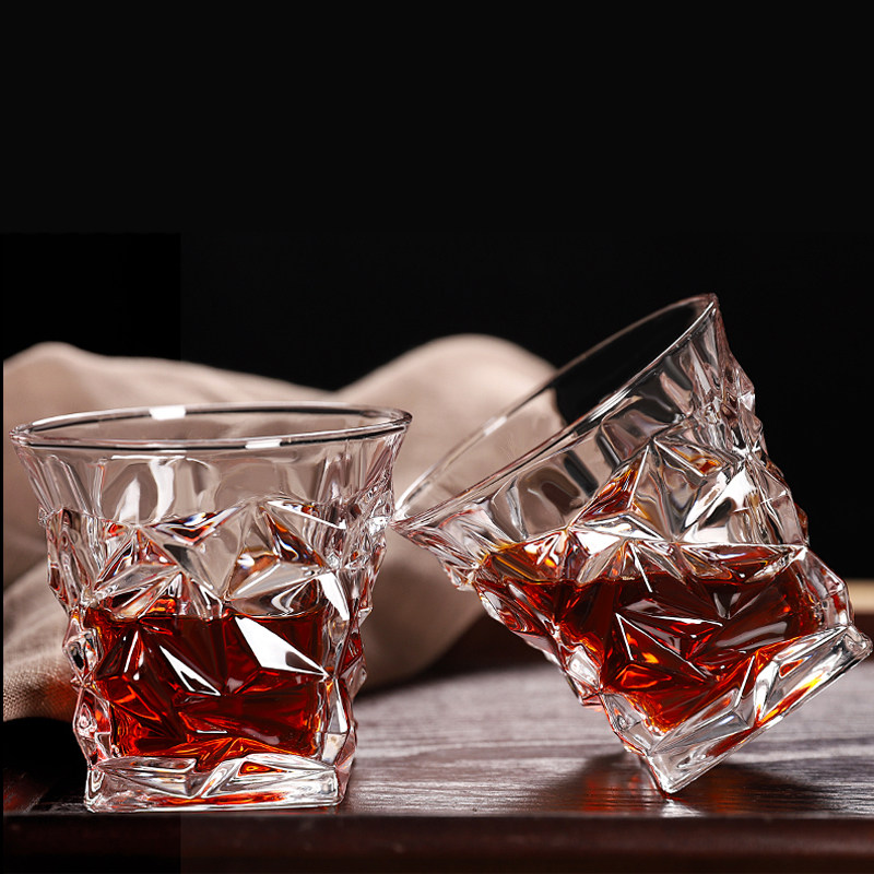 European-style household Crystal Whiskey mug beer mug creative wine glass Net Red Diamond thick glass commercial