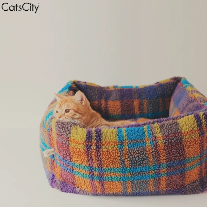 C-Queen/CatsCity彩色羊羔绒猫窝狗窝可拆洗四季通用宠物垫子保暖