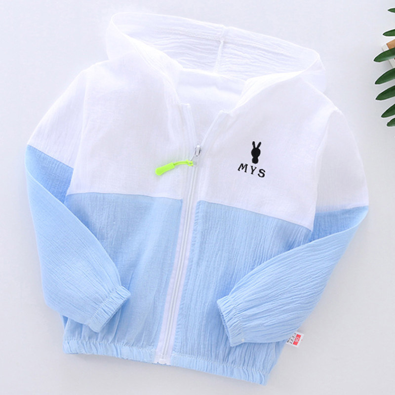 Children's sun protection clothing pure cotton breathable thin summer boys and girls cardigans air-conditioning shirts baby tops baby jackets