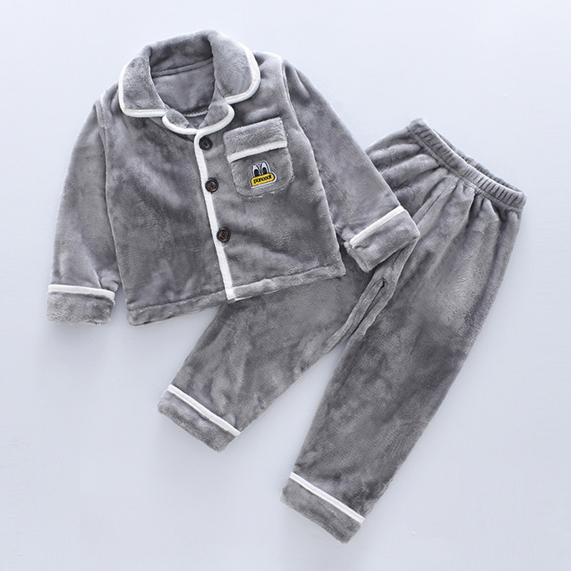 Child Flannel Sleepwear Autumn winter style CUHK Boy Baby Coral Suede Suit Little Boy Girl's Home Clothes