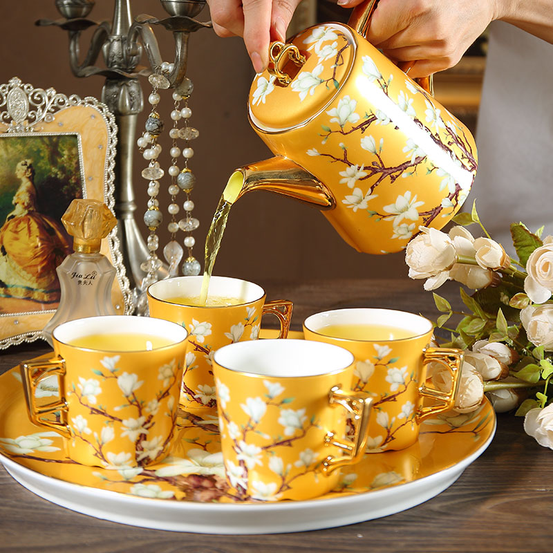 Luxurious European-style Bone China Water Cup Kettle Home Suit Ceramic Living-room Lower Afternoon Tea Cup Tea Tea Tea Ceremony Box