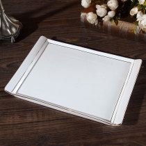 Light luxury Nordic gold rectangular ceramic tray household living room tea tray Cup tray storage tray washing tray