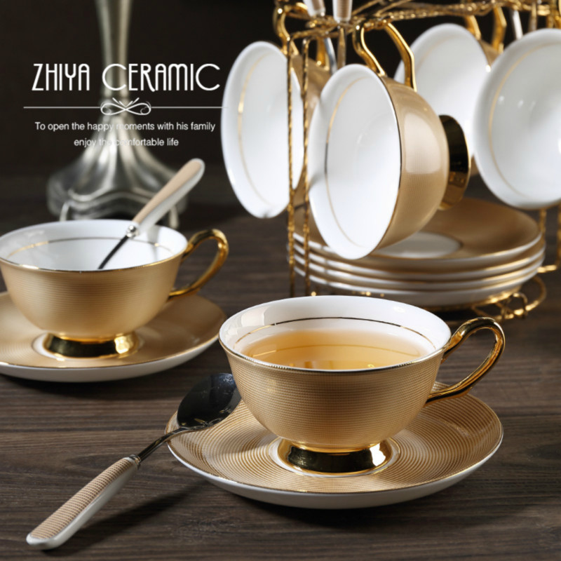 Tuhao gold high-grade European bone china coffee cup set British retro Royal style creative afternoon tea cup