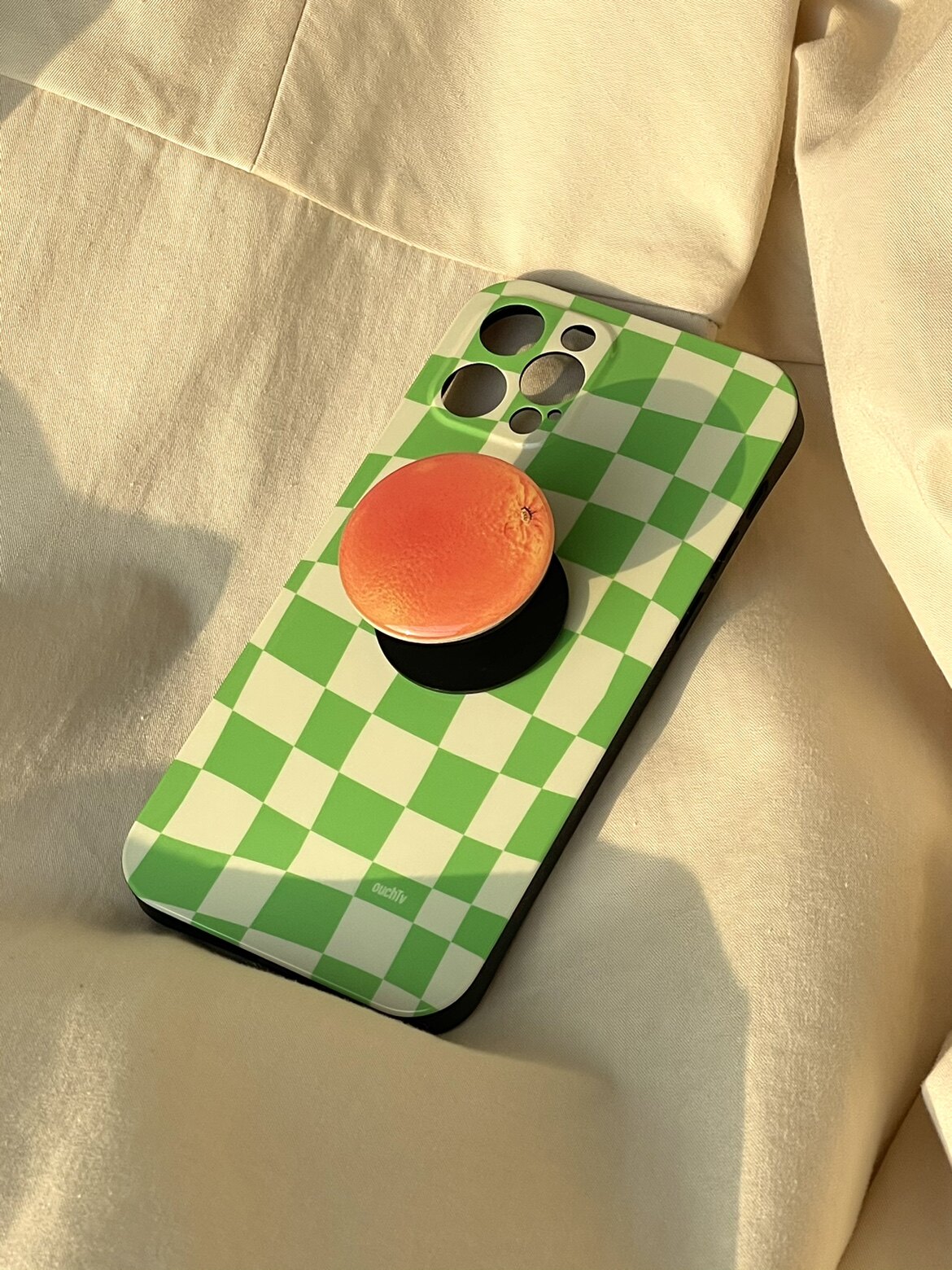 (iphone13) new SummerVibe summer cream green checkerboard silicone all-inclusive mobile phone Protective case