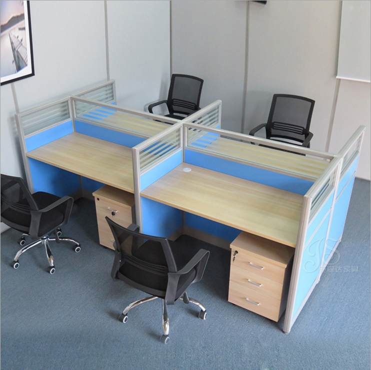 Suzhou Factory Household Direct Sales Office Furniture Office Furniture Desk Four Combined Staff Table And Chairs Screen Partition Employee Position position