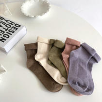 Strange uncle (Joker basic model) Autumn Milk Tea coffee black solid color cotton middle tube pile socks womens short socks