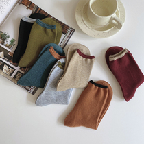 Uncle Strange (cashmere socks) autumn and winter simple caramel solid color thick wool warm socks womens socks