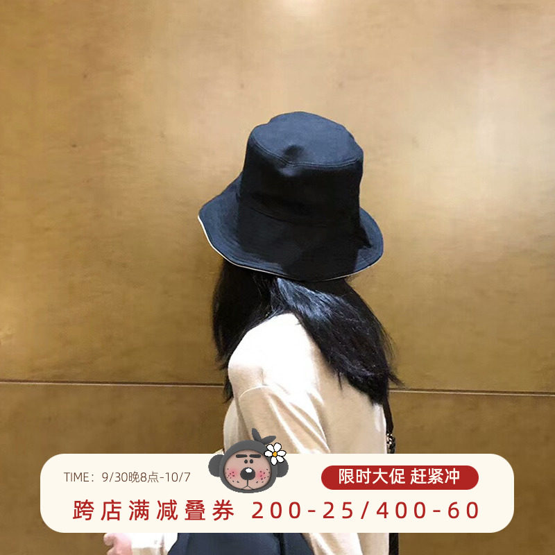 Uncle Strange ) Korean version summer all-match double-sided net red flat brim fisherman hat female Japanese hat sunscreen sun hat