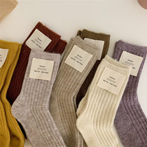 Uncle Strange (thick and warm cashmere socks in autumn and winter) Korea basic simple socks children solid color socks
