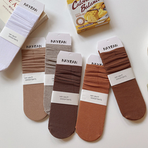 Strange uncle (Basic wild good-looking) autumn and winter pits pure color simple Korean pile socks childrens medium socks