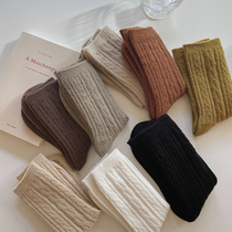 Strange uncle (soft glutinous warm wool socks) autumn and winter thickened Japanese stockings solid color socks children