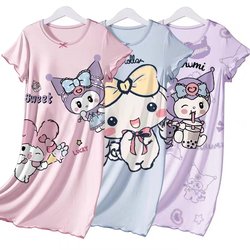 Children's pajamas Girls' night -sleeved summer thin pure cotton Modal girl among big children parent -child mother and daughter summer dress