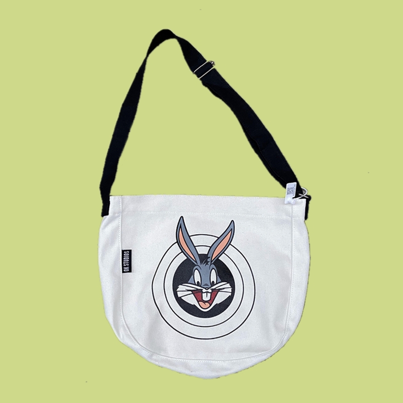 OK medium size messenger canvas bag retro cute rabbit brother all-match male and female student schoolbag cartoon neutral tide bag