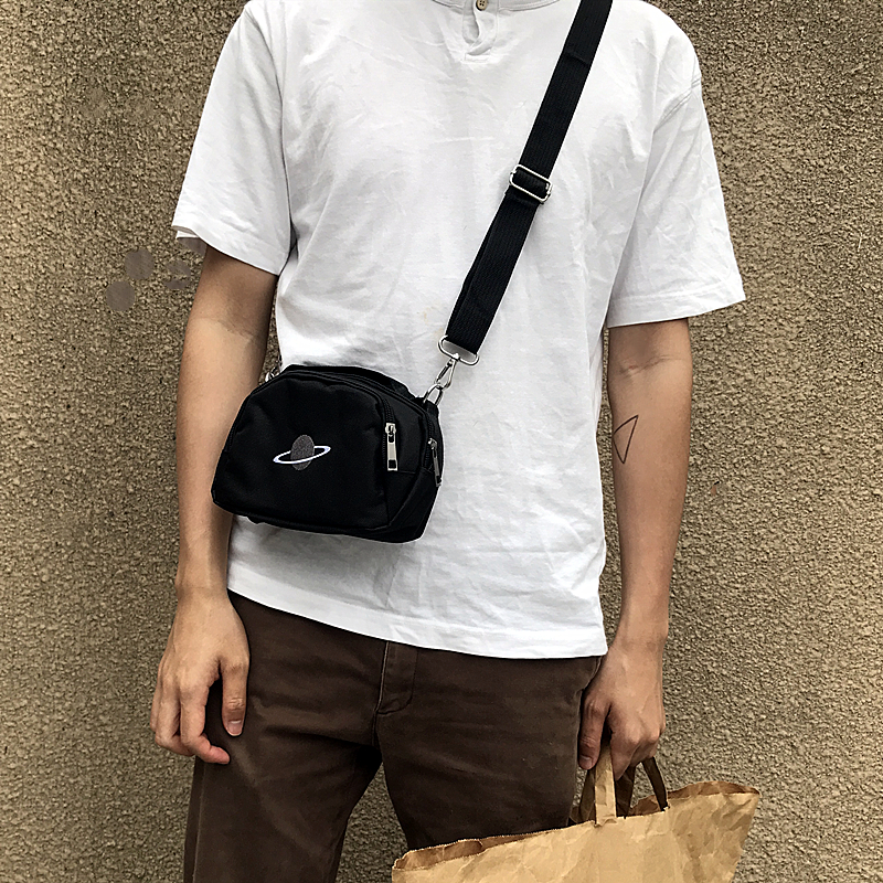 OK Japanese Harajuku mini-bounce bag black messenger shoulder bag chest pocket boys and girls ins Hong Kong trend