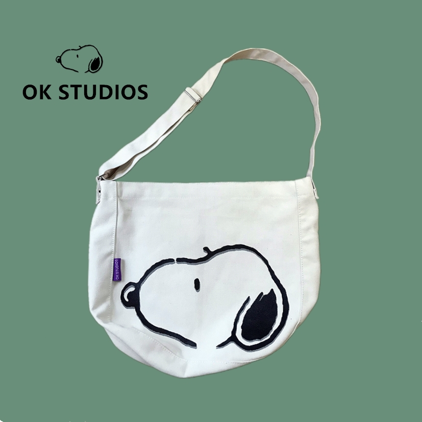 OK homemade joint limited edition cartoon pattern Japanese messenger one-shoulder canvas messenger bag male and female student schoolbag tide