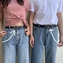 OK Narrow Belt Unbore Male Korean Version Extreme Minimalist Art Teen Couple Trends Casual Girls Slim Pants Belts