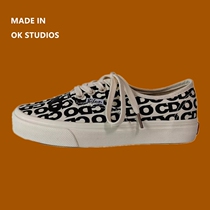 OK Homemade Letters Full Print Canvas Low Helps Slide Board Shoes Day Series Korean Prints port Wind Men and women Student board Shoes Tide