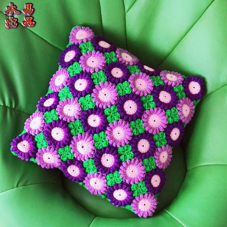 New Hand Crochet Wool Thread Sofa Hug Pillow Home Cushions Holiday Gift Diy Material Tutorial Non Finished