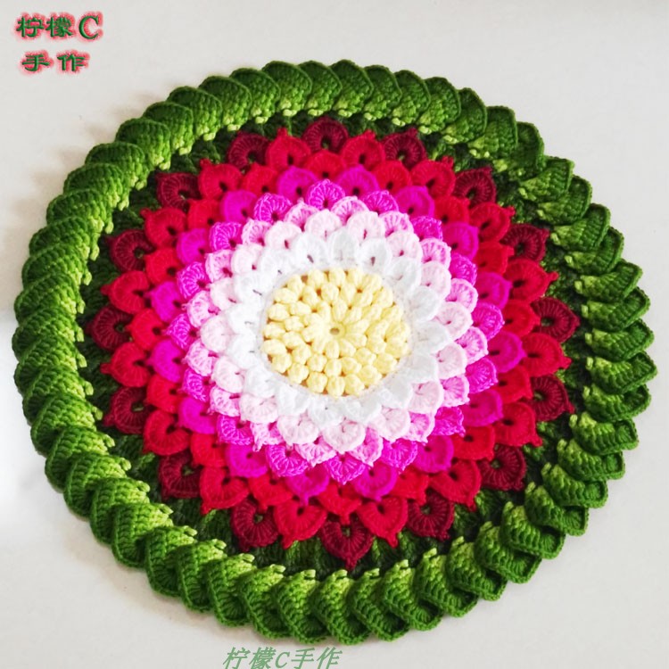 Pure Hand Crochet Wool line sofa cushion Gradual Layer Color Lotus Car Car Seat Cushion Diy Material Bag Film Tutorial