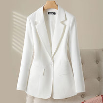 White slim fit suit jacket for women with shoulder pads and waisted small suit professional versatile spring top spring and autumn small suit