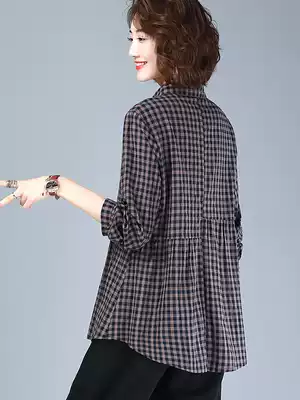 Girls shirt long sleeve 2021 New retro Joker loose belly belly high end shirt plaid short spring and autumn shirt