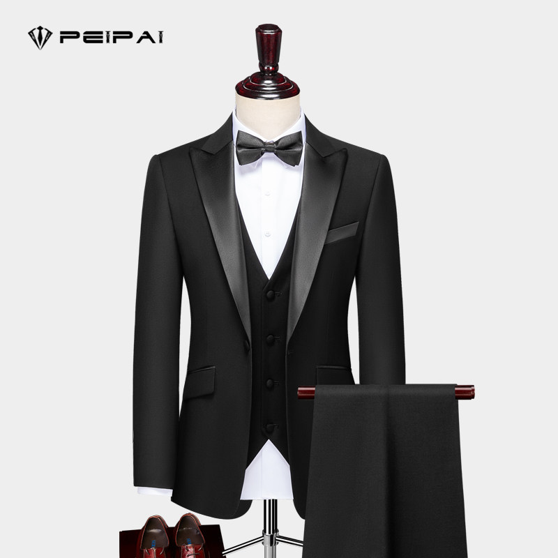 Bridegroom suit suit wedding dress show Tasto host star slim suit men's suit best man tide