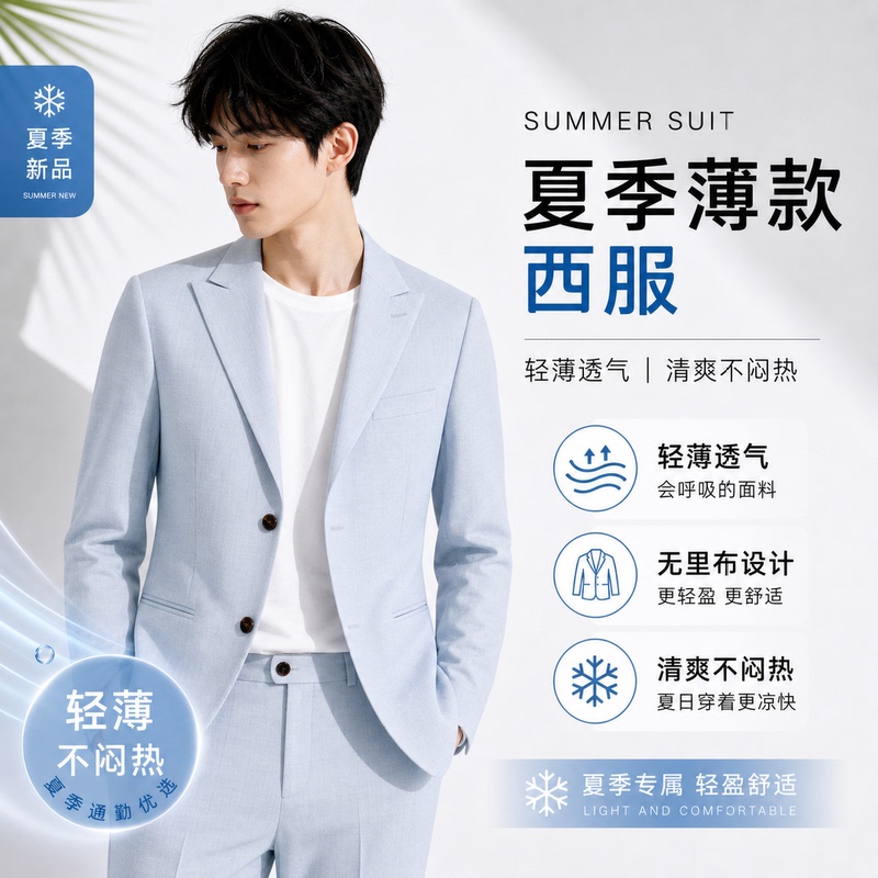 Peipai Summer Thin Suit for Men, High-End Breathable Commuter Casual Suit Set, Groom Wedding Suit Peipai Summer Thin Suit for Men, High-End Breathable Commuter Casual Suit Set, Groom Wedding Suit