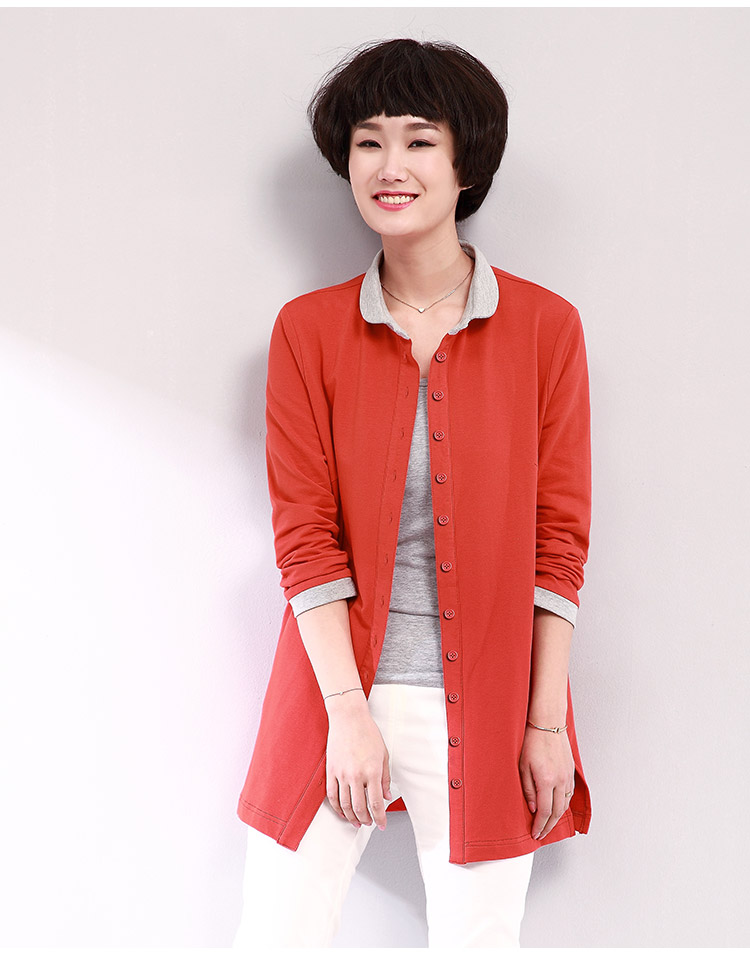 Phụ nữ trung niên xuân 2019 mới chất béo thủy triều mm30-40 tuổi mẹ cỡ lớn áo khoác dài tay áo sơ mi trung niên