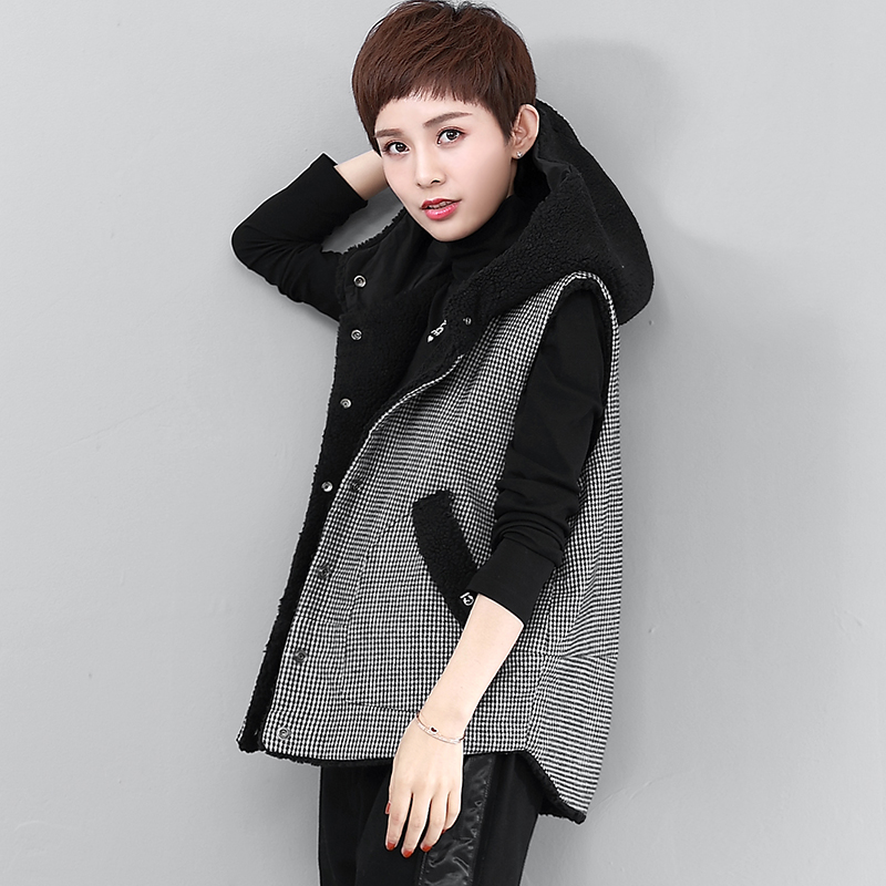 Two-sided cotton vest women's imitation lamb wool short 2022 spring and autumn new loose temperament winter vest vest coat