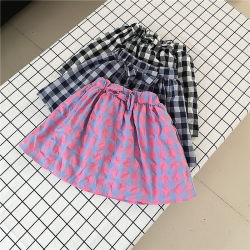 FJ4-3 ໃຫມ່ summer ເດັກຍິງ elastic waist plaid skirt versatile A-line skirt ເດັກຍິງຂະຫນາດນ້ອຍ umbrella skirt