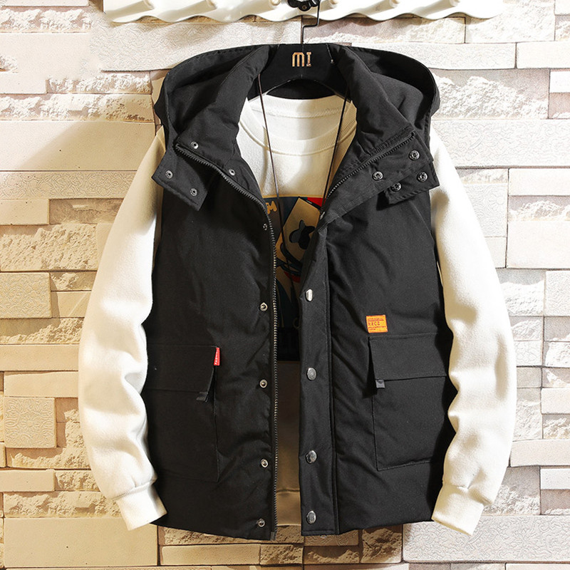 Hong Kong Tide Industry Wear Hand Vest Men and Korean Edition Large size loose down cotton vest hundred and autumn warm coat