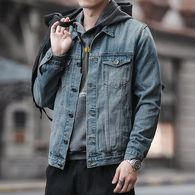 Hong Kong Tide Card Men's Cowboy Cowl Han Edition Cover Town Fall Renaissance Leisure Tipper Jacket