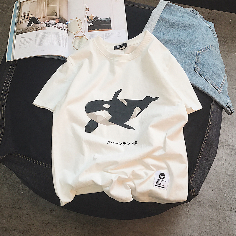 Tide Card Summer Casual Short Sleeve Male Loose Animal Printed Half Sleeve Trend Couple T-shirt Port Wind T-shirt Male Boomers