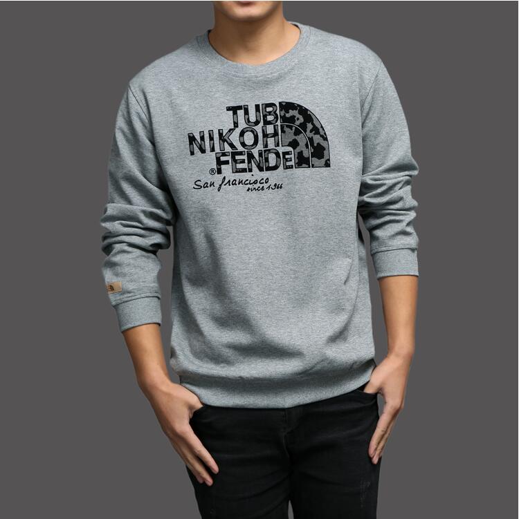 Hong Kong tide brand letter printing thick cotton T men's round neck pure cotton Korean version plus velvet plus size sports slim solid color top