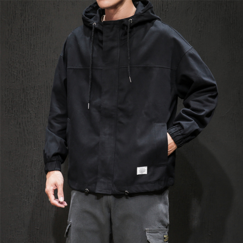 Hong Kong tide brand tooling jacket men's Korean version loose all-match hooded jacket autumn and winter plus velvet large size casual top