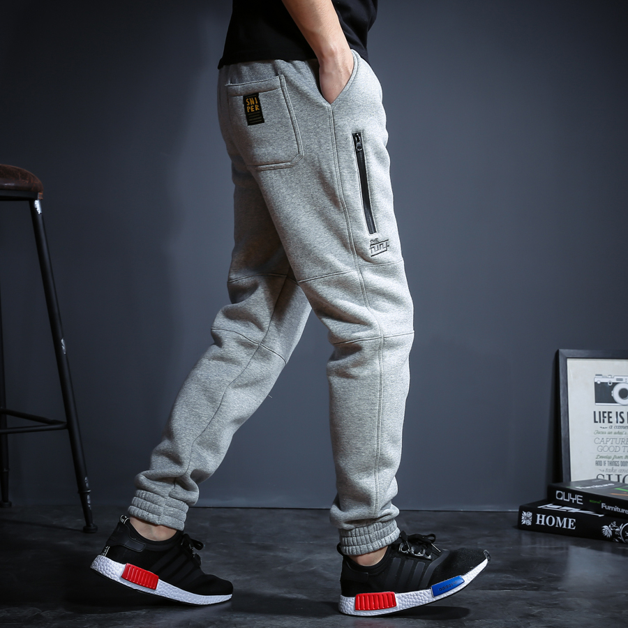 Hong Kong Tidal Truffle Pure Cotton Sweatpants Men's Laced Pocket Bunches Casual Pants Loose Motion 100 Hitch Suede Thickened Trousers