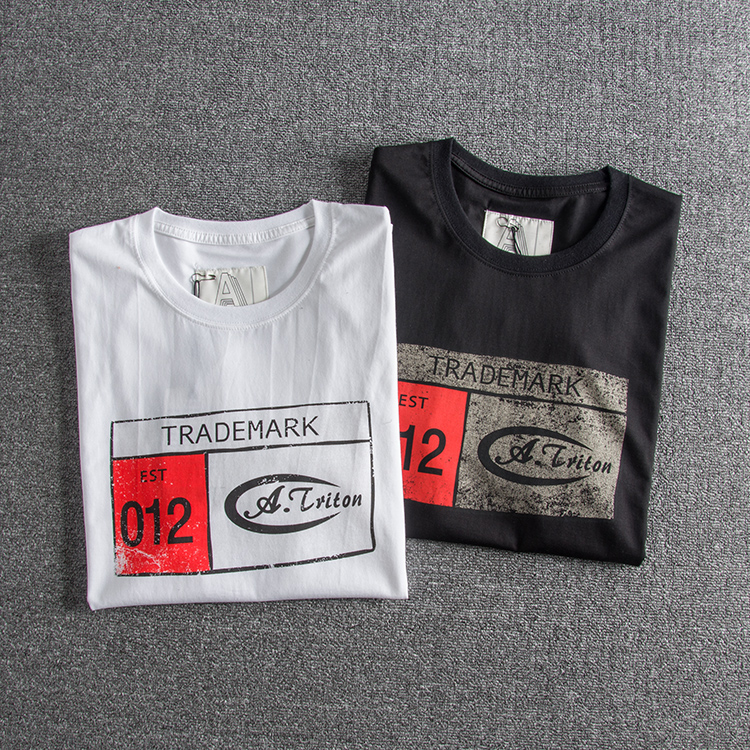 Hong Kong Tide American Retro-made Old Letter Printing T-shirts men Summer Hundred Casual Short Sleeve Young Semi-sleeve