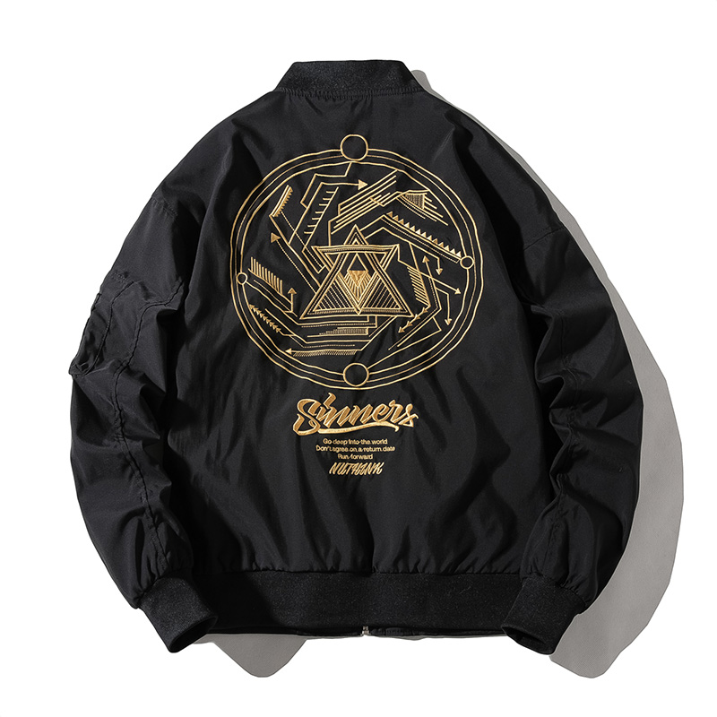 Hong Kong Tide Card MA1 Pilot Jacket Male Hip Hop Loose Thickened Cotton Clothes Tooling Embroidery Lovers Baseball Jacket