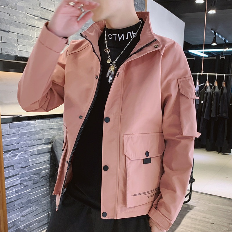 Hong Kong Chauded Overalls Men's jacket Han version Supper with large pocket turned jacket handsome jacket handsome 100 lap casual blouses